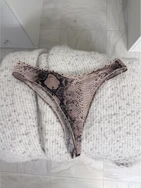 Worn Soft Snake Skin Black/Tan Skims Shine Strap Thong Panty Used